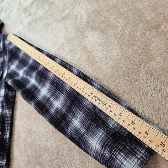 RCVA Jacket Hooded Purple White Black Plaid Pockets Long Sleeve Womens Size L - Picture 7 of 11